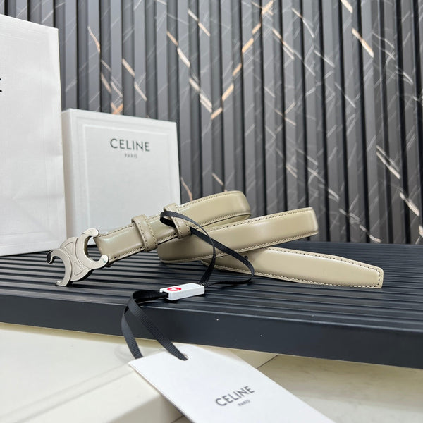 CL TRIOMPHE 25 MM BELT IN OLIVE GREEN CALFSKIN SILVER HARDWARE