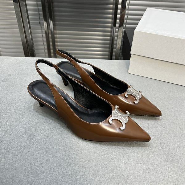 alma triomphe 50 slingback chocolate patent calfskin