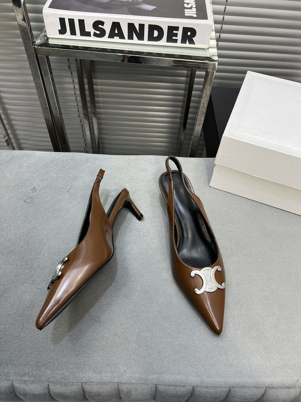 alma triomphe 50 slingback chocolate patent calfskin