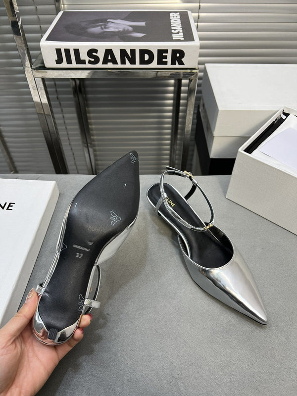 cl kitten 50 silver metalic calfskin