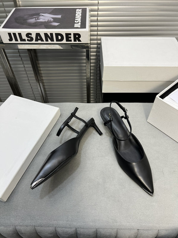 cl kitten 50 with metal toe black calfskin