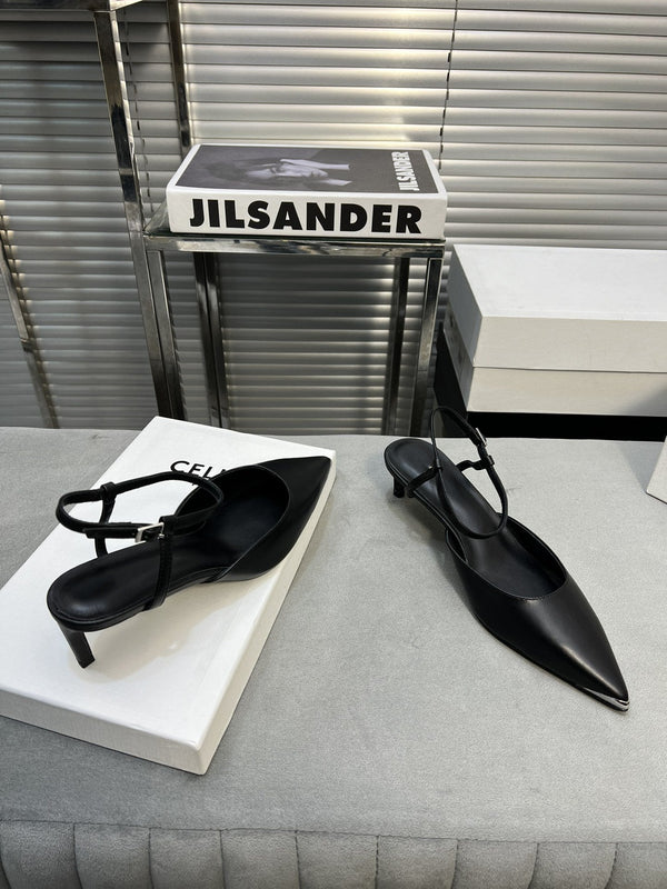 cl kitten 50 with metal toe black calfskin