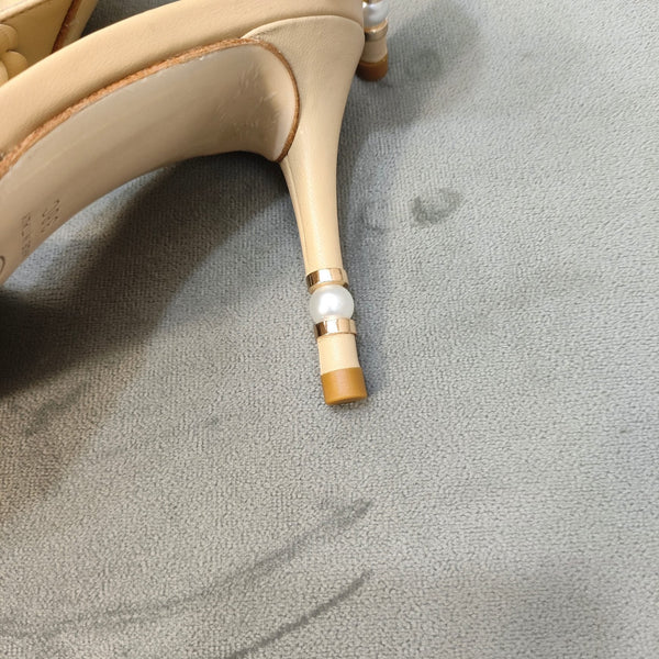 mule sandal 80 beige calfskin flower