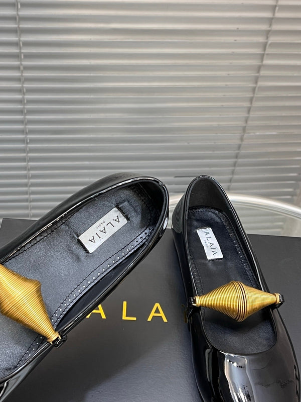 Alaia 25 Jewel Patent Leather Ballerine Nero Agnello 300012