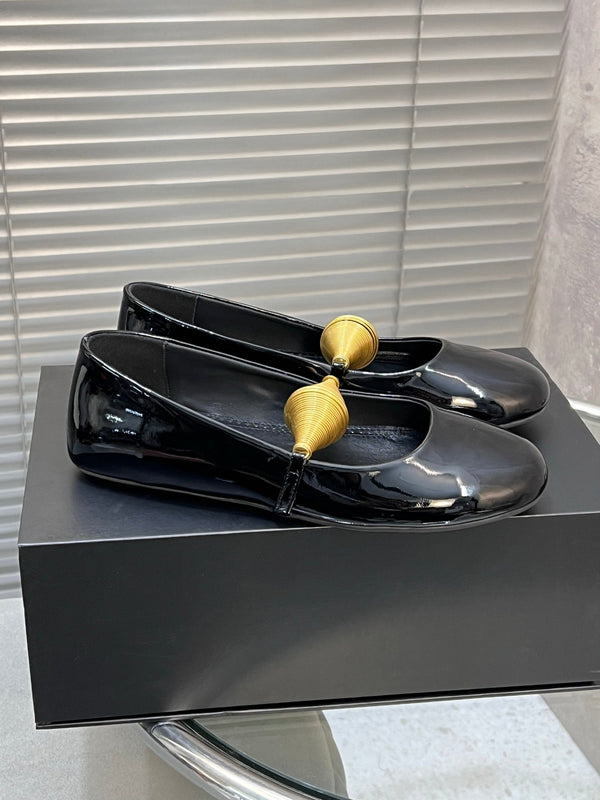 Alaia 25 Jewel Patent Leather Ballerine Nero Agnello 300012