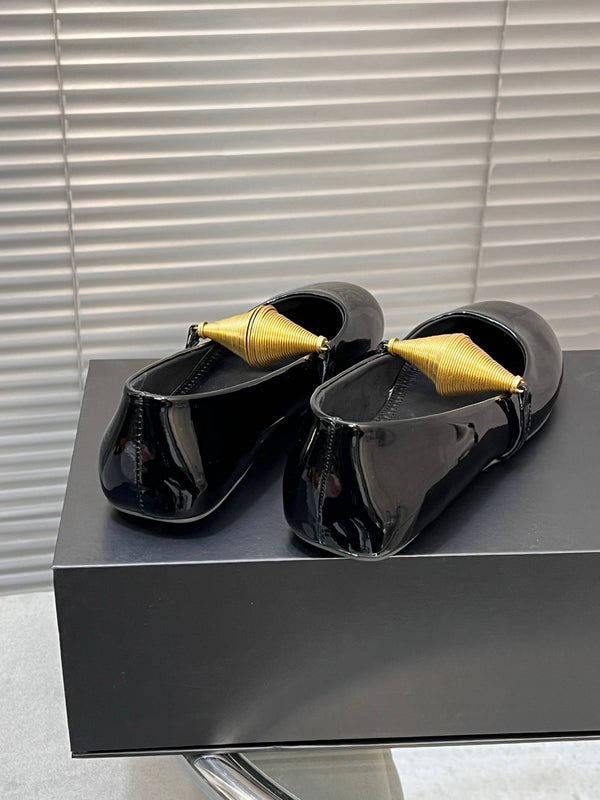 Alaia 25 Jewel Patent Leather Ballerine Nero Agnello 300012