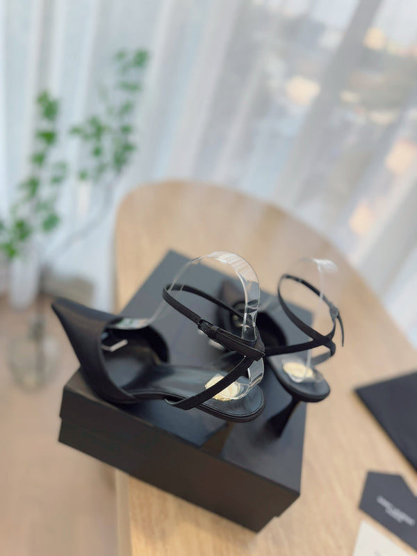 SLINGBACK ALTO 75 MM IN PELLE DI VITELLO NERA