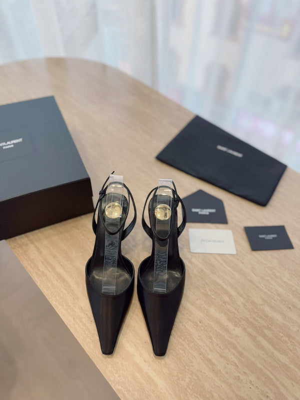 SLINGBACK ALTO 75 MM IN PELLE DI VITELLO NERA