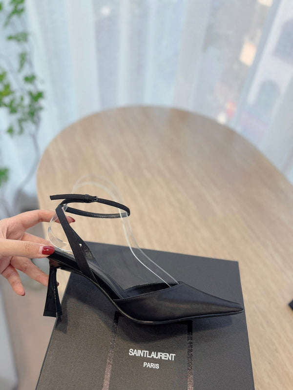 SLINGBACK ALTO 75 MM IN PELLE DI VITELLO NERA