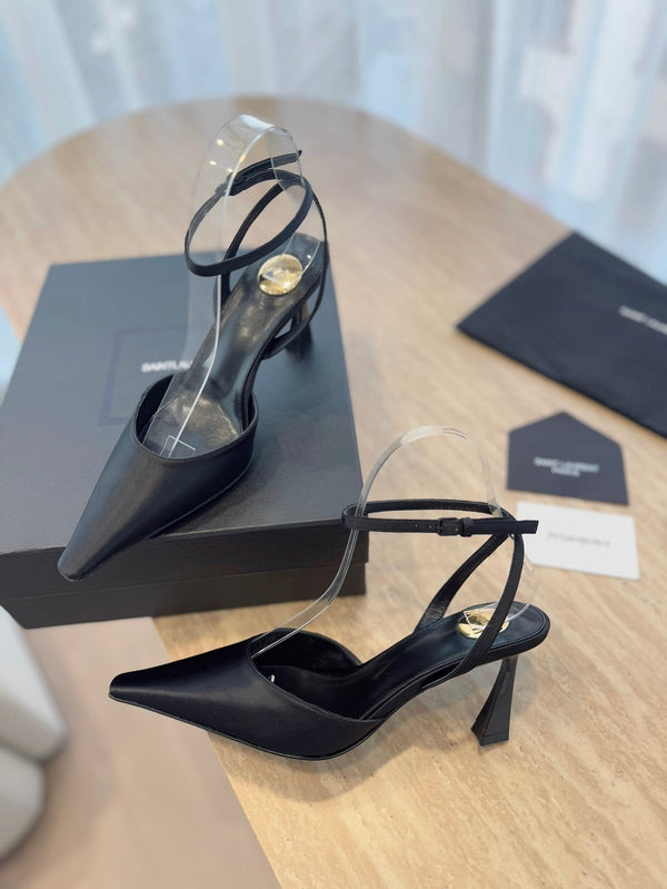 SLINGBACK ALTO 75 MM IN PELLE DI VITELLO NERA