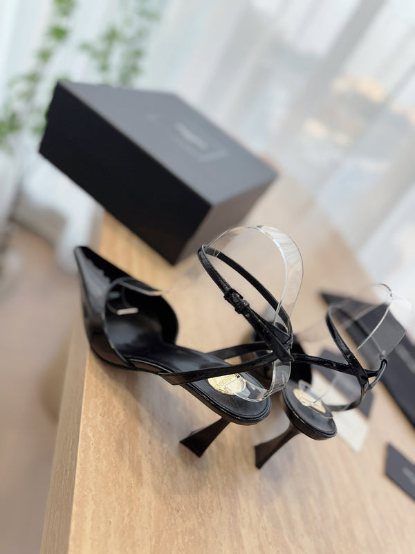 HIGH SLINGBACK 75 MM IN BLACK PATENT CALFSKIN