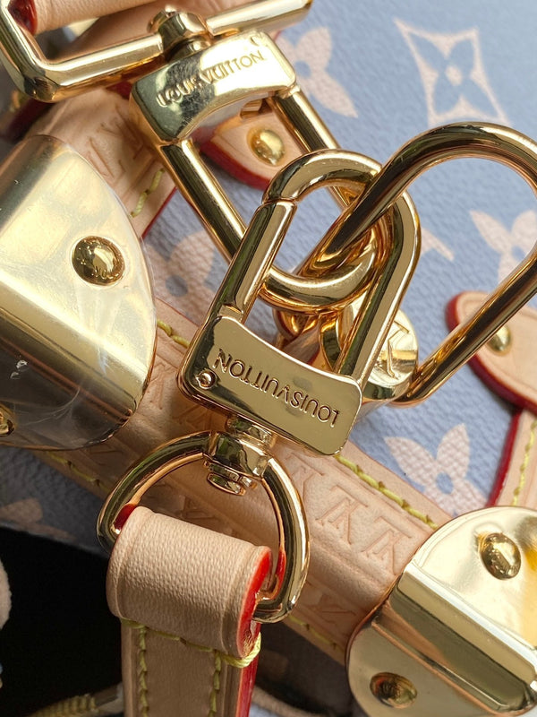 BAULE LATERALE 21 IN TELA TRIANON GRIGIO CREMA MONOGRAMMA FERRAMENTA ORO