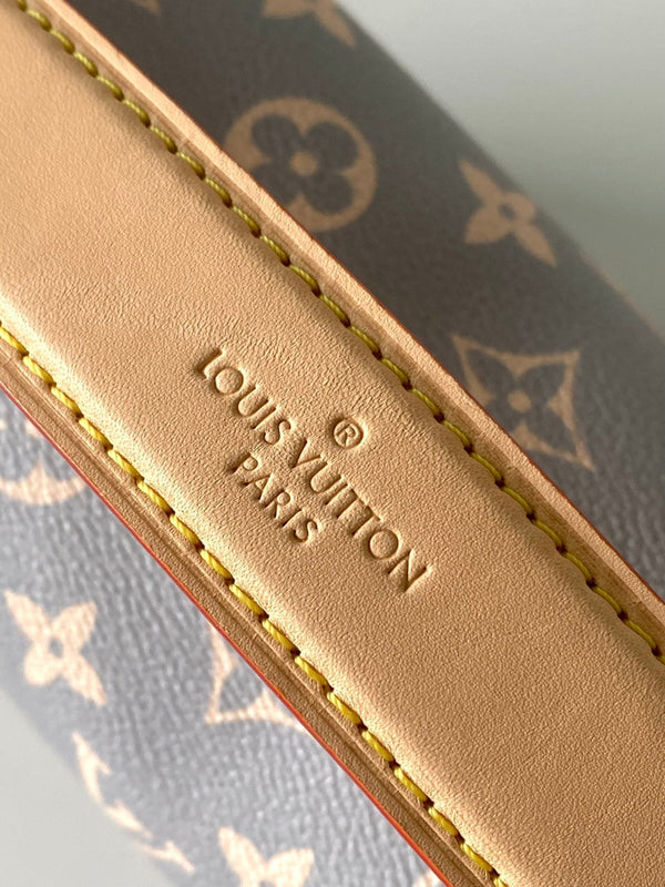 BAULE LATERALE 21 IN TELA TRIANON GRIGIO CREMA MONOGRAMMA FERRAMENTA ORO