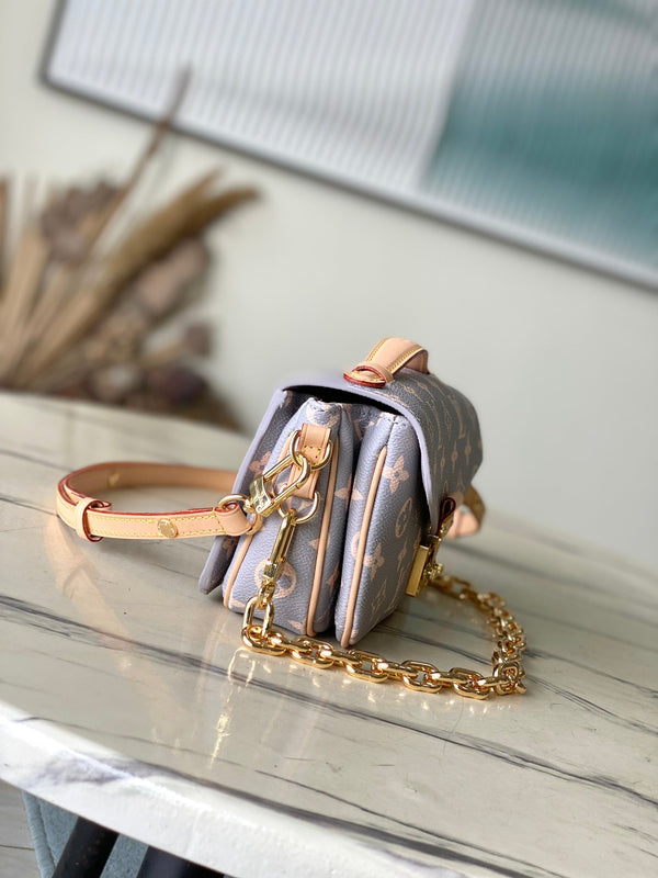 BORSA MÉTIS EAST WEST 21 IN GRIGIO CREMA MONOGRAMMA TELA TRIANON FERRAMENTA ORO