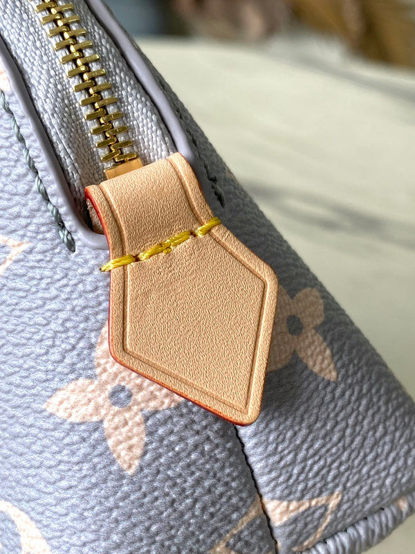 Astuccio per cosmetici PM 19 in tela Monogram Trianon grigio crema