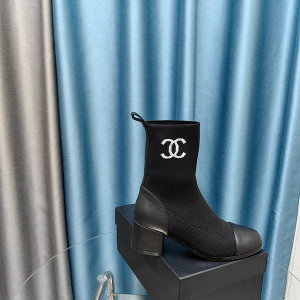 CC Ankle Boots 45mm Black Wool And Calfskin