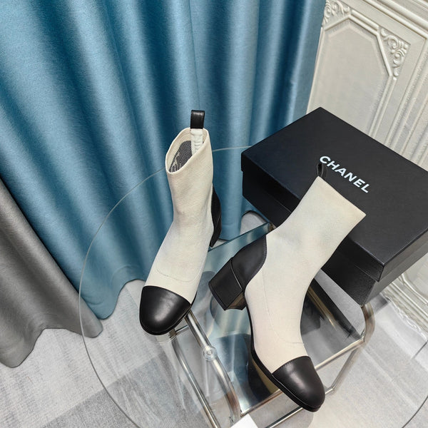 CC Ankle Boots 45mm White Wool And Calfskin