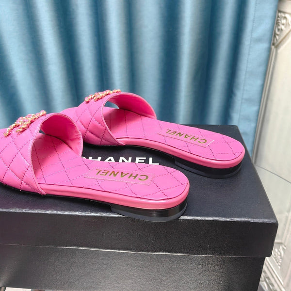 mule sandal quilted dark pink calfskin