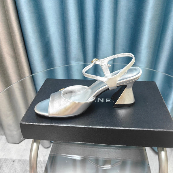 sandalo slingback cc 85 in pelle di vitello metallizzata argento