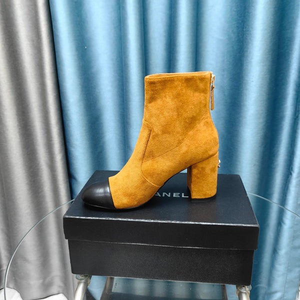 CC Ankle Boots 70mm Yellow Orange Suede