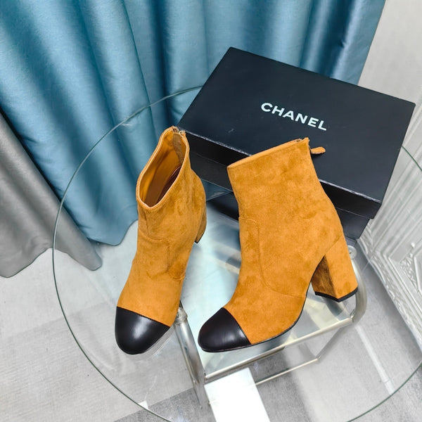 CC Ankle Boots 70mm Yellow Orange Suede