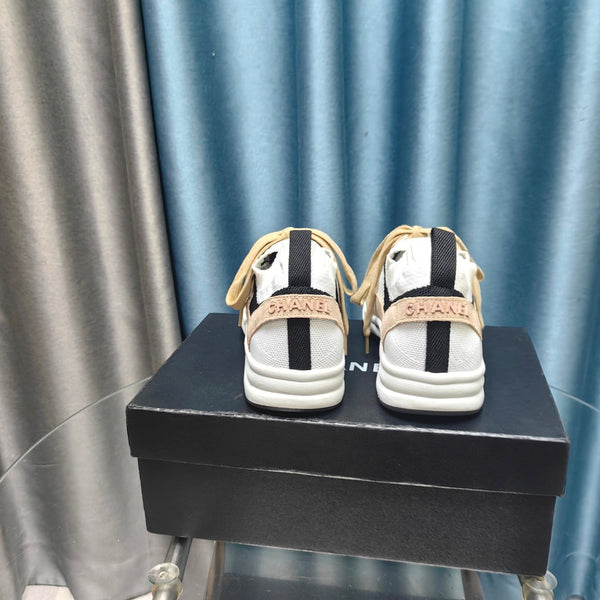CC Sneaker Beige White Suede And Polyester Mesh Fabric
