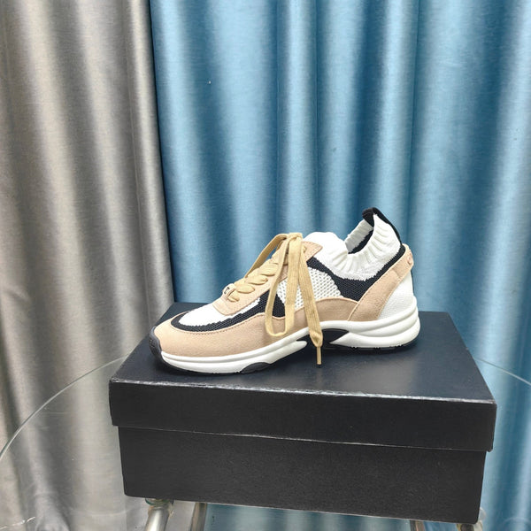 CC Sneaker Beige White Suede And Polyester Mesh Fabric
