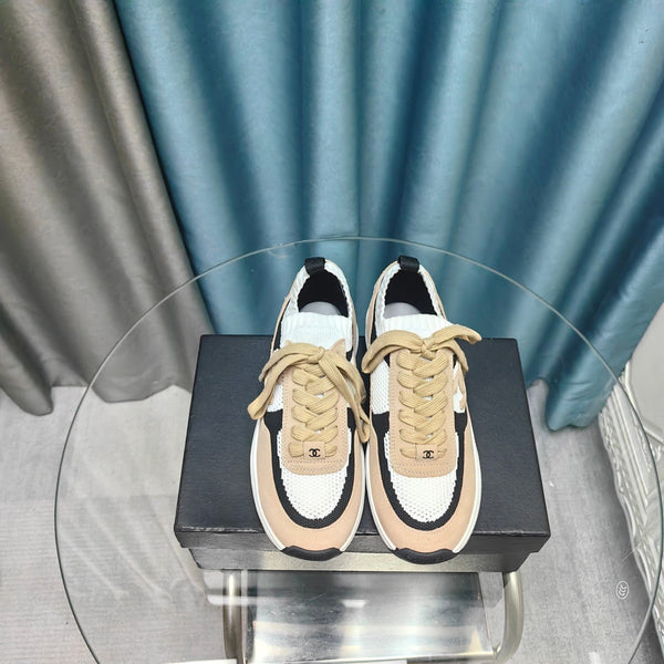 CC Sneaker Beige White Suede And Polyester Mesh Fabric