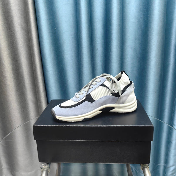 CC Sneaker White Light Blue Suede And Polyester Mesh Fabric