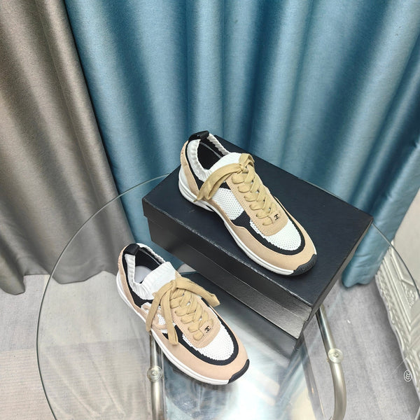 CC Sneaker Beige White Suede And Polyester Mesh Fabric