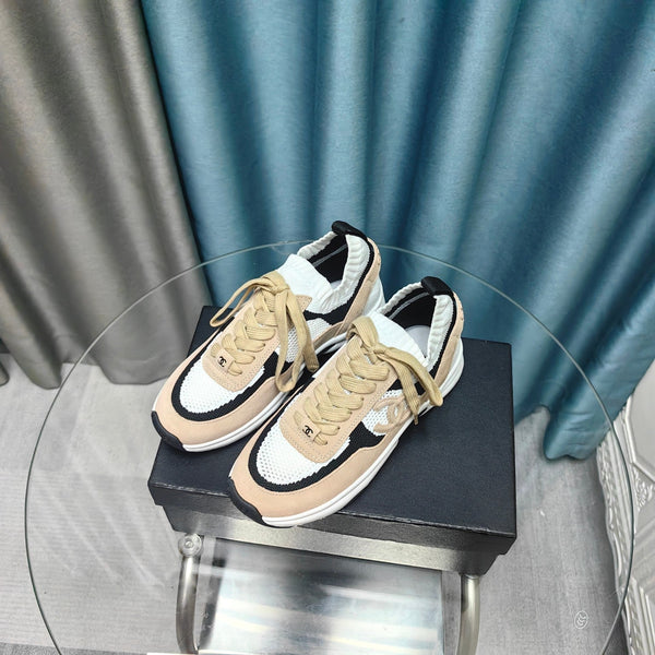 CC Sneaker Beige White Suede And Polyester Mesh Fabric