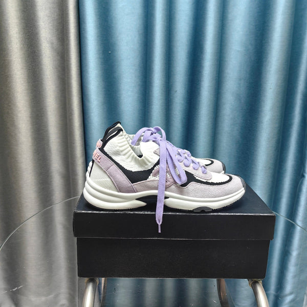 CC Sneaker White Light Purple Suede And Polyester Mesh Fabric