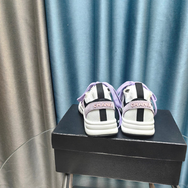 CC Sneaker White Light Purple Suede And Polyester Mesh Fabric