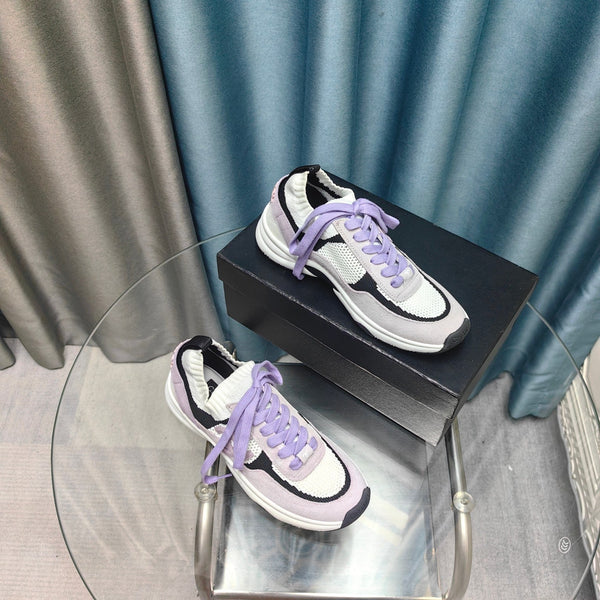 CC Sneaker White Light Purple Suede And Polyester Mesh Fabric