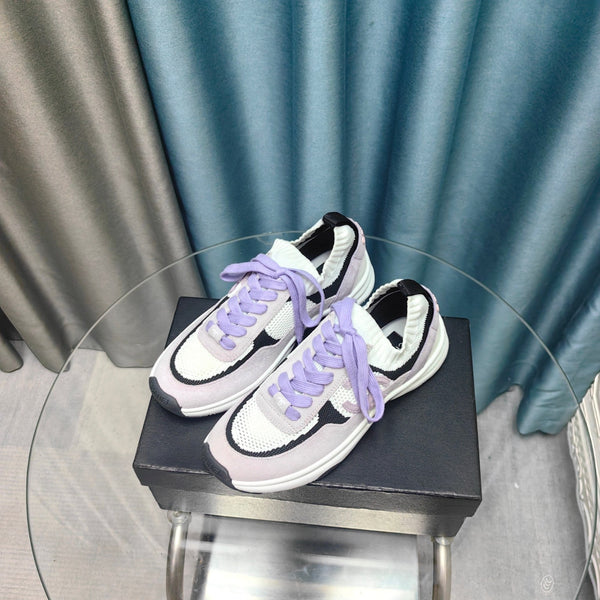 CC Sneaker White Light Purple Suede And Polyester Mesh Fabric