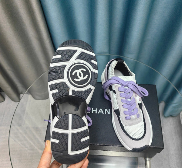 CC Sneaker White Light Purple Suede And Polyester Mesh Fabric