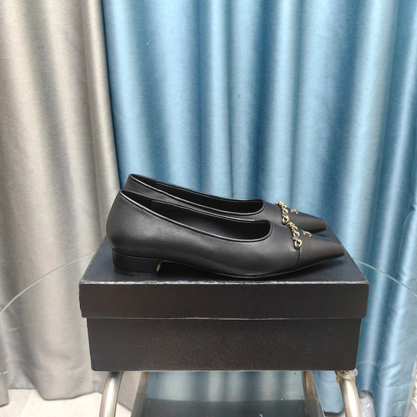 CC Ballet Flats Black Chain Lambskin