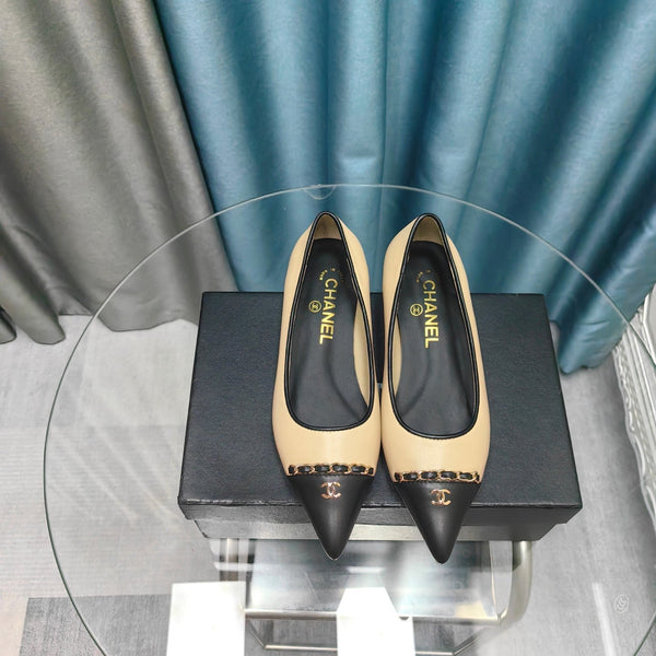 CC Ballet Flats Beige Chain Lambskin