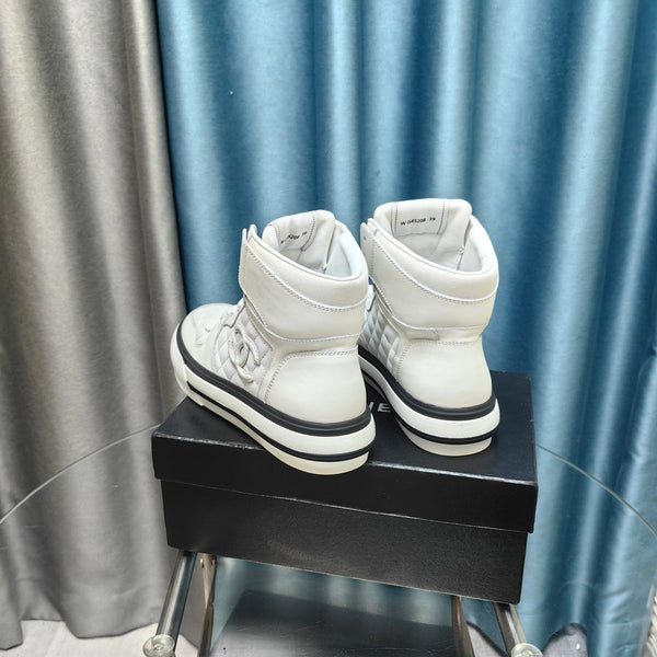 CC High Top Sneaker White Calfskin