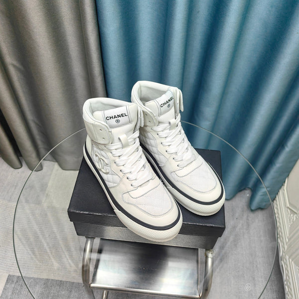 CC High Top Sneaker White Calfskin