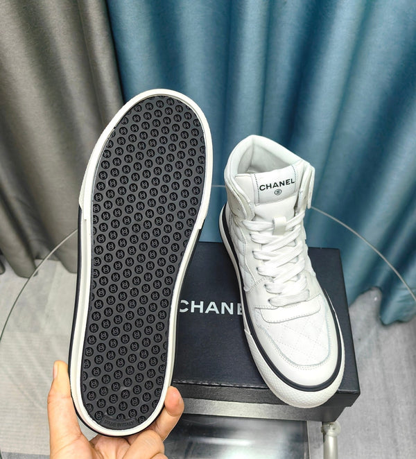 CC High Top Sneaker White Calfskin