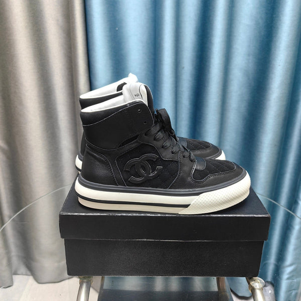 CC High Top Sneaker Black Calfskin