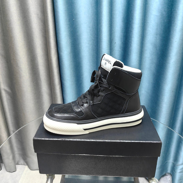 CC High Top Sneaker Black Calfskin