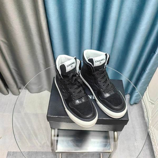 CC High Top Sneaker Black Calfskin