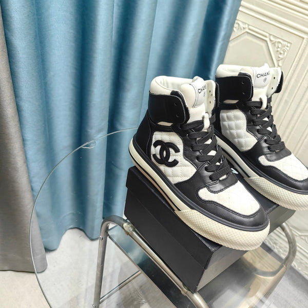 CC High Top Sneaker Black White Calfskin