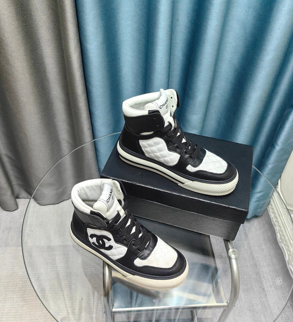 CC High Top Sneaker Black White Calfskin