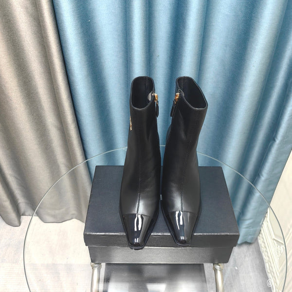 CC Ankle Boots Black Cowhide And Lambskin