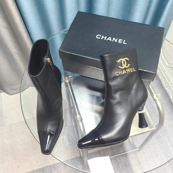 CC Ankle Boots Black Cowhide And Lambskin