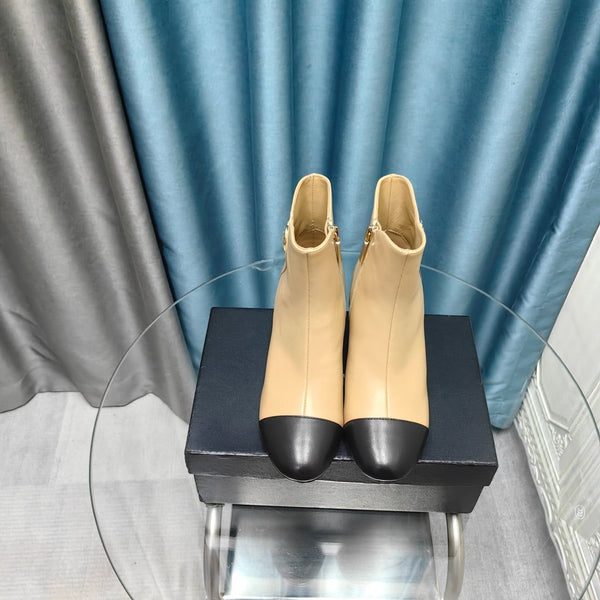 Stivaletti CC in pelle di vacchetta beige