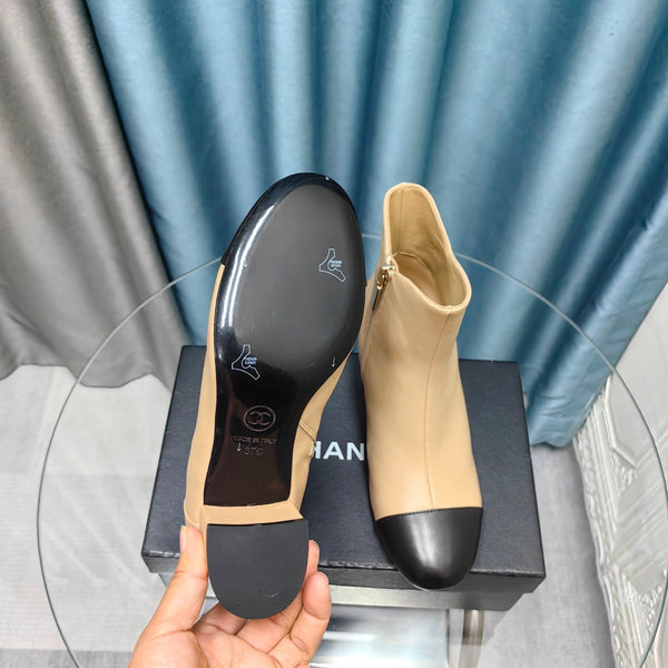 Stivaletti CC in pelle di vacchetta beige